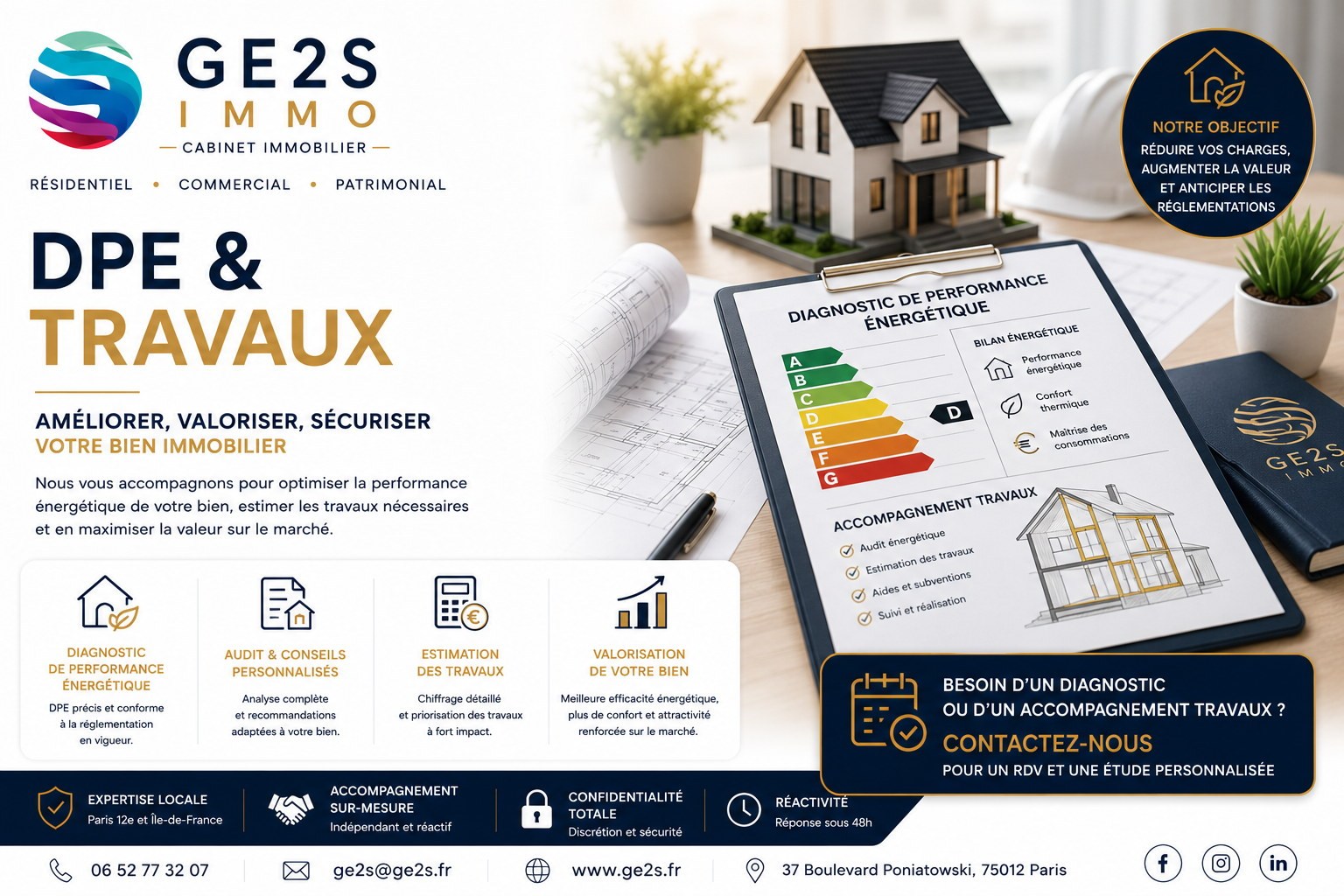 DPE & travaux — visuel service GE2S IMMO