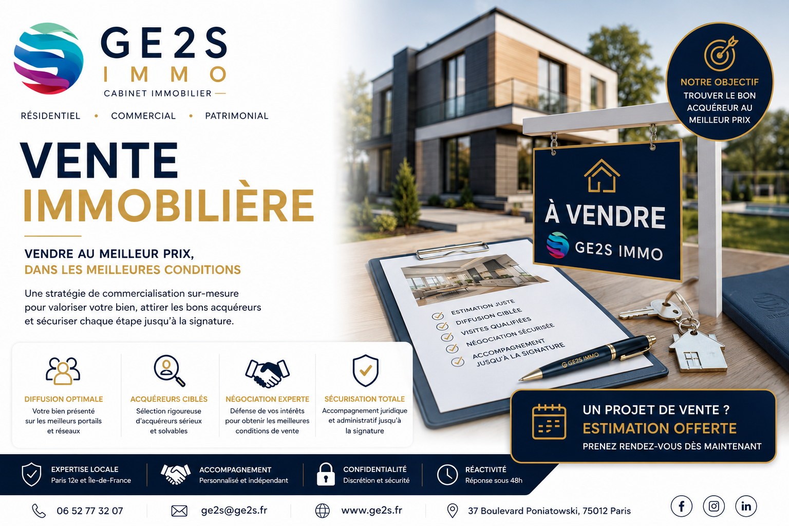 Vente immobilière — visuel service GE2S IMMO